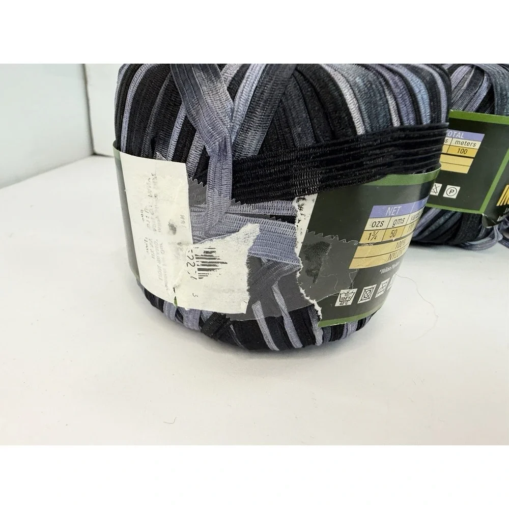 Lion Brand Yarn Incredible Ribbon Yarn Lot Of 17 Accent On Black 100% Nylon